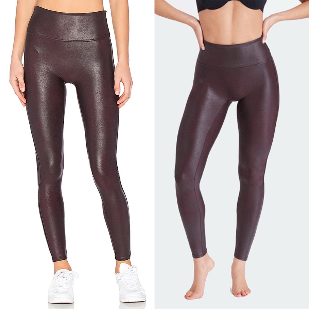 Spanx | Faux Leather Leggings in Burgundy Wine Small
